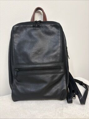 DEREK ALEXANDER leather Backpack Black Brown Accents